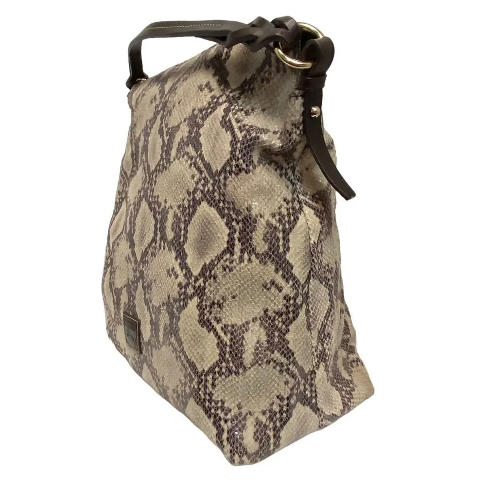 Dooney & Bourke Brown Leather Snake Skin printed Large Hobo Shoulder Bag